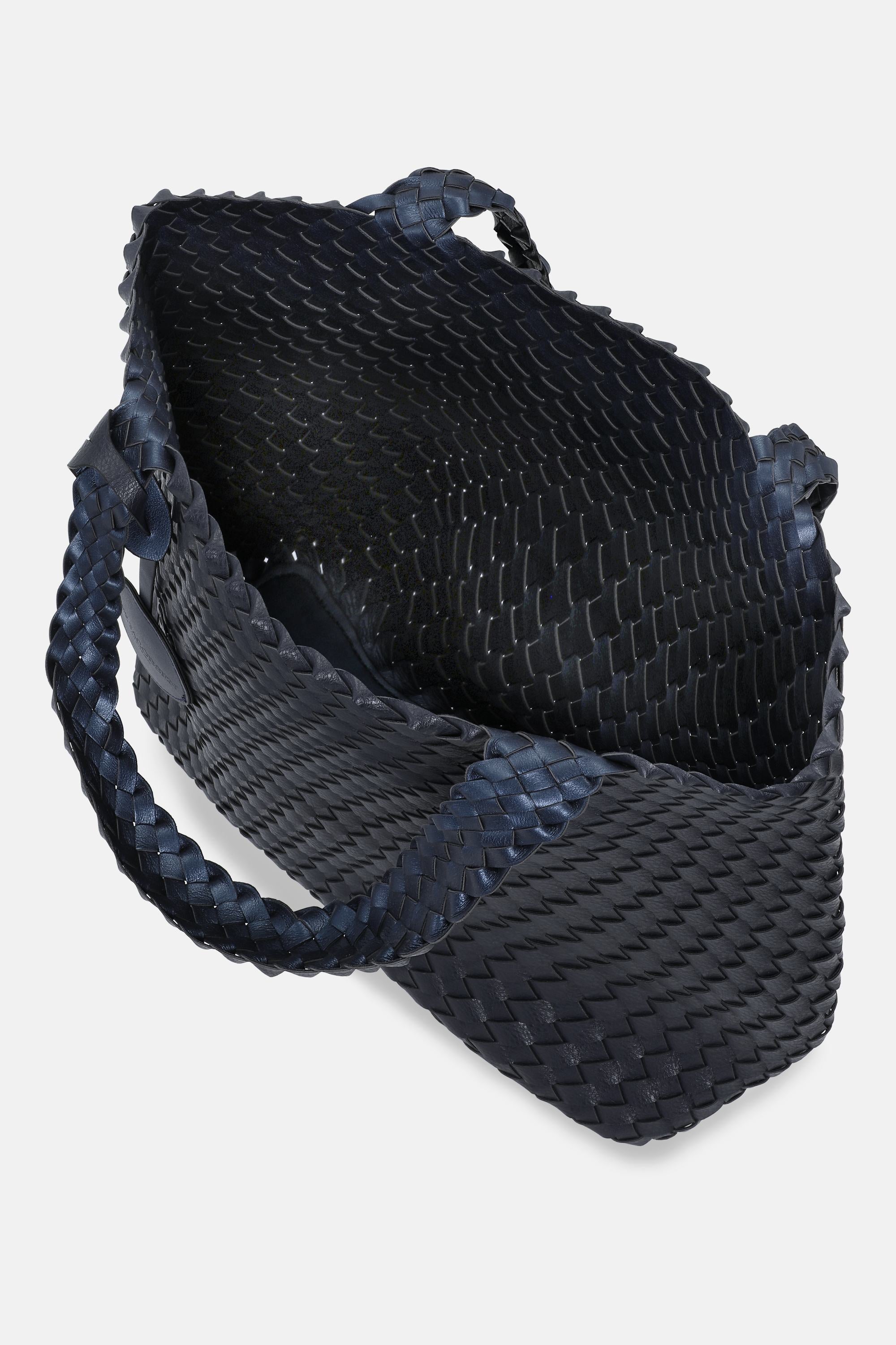 Tote Bag Flettet - Navy Metallic Blue